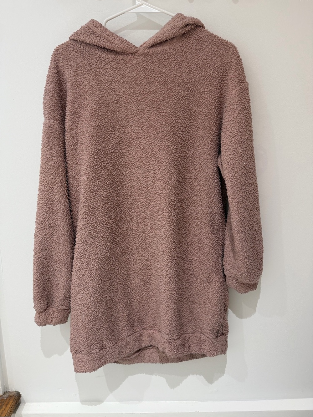 Cozy Hooded Sherpa Sweater in Mauve